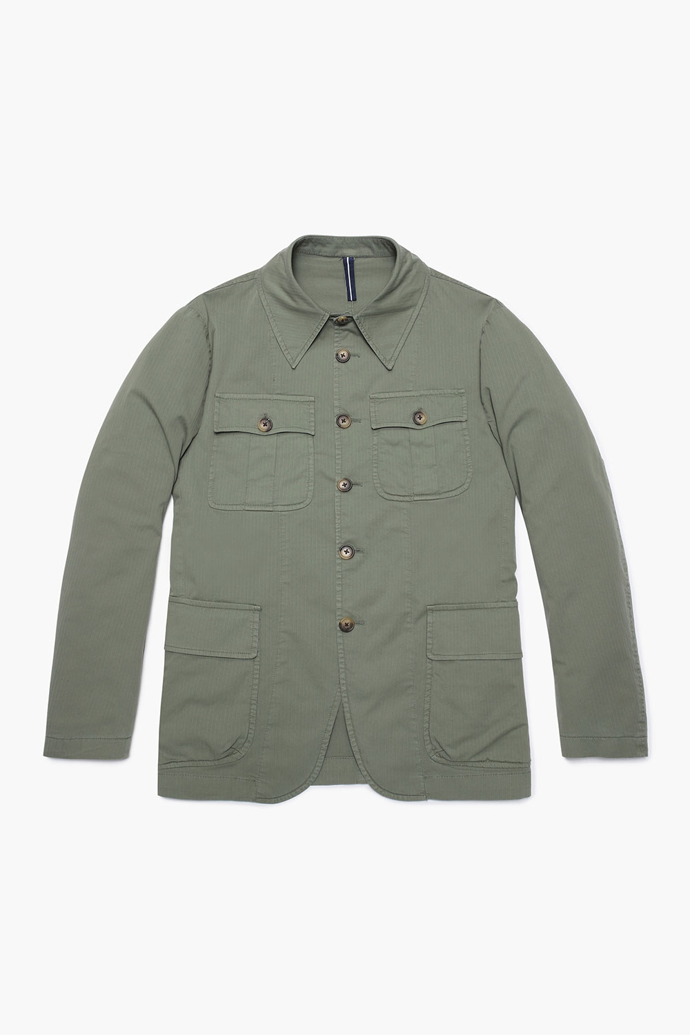 코튼 빅버튼 포켓 901 그린 하프 코트