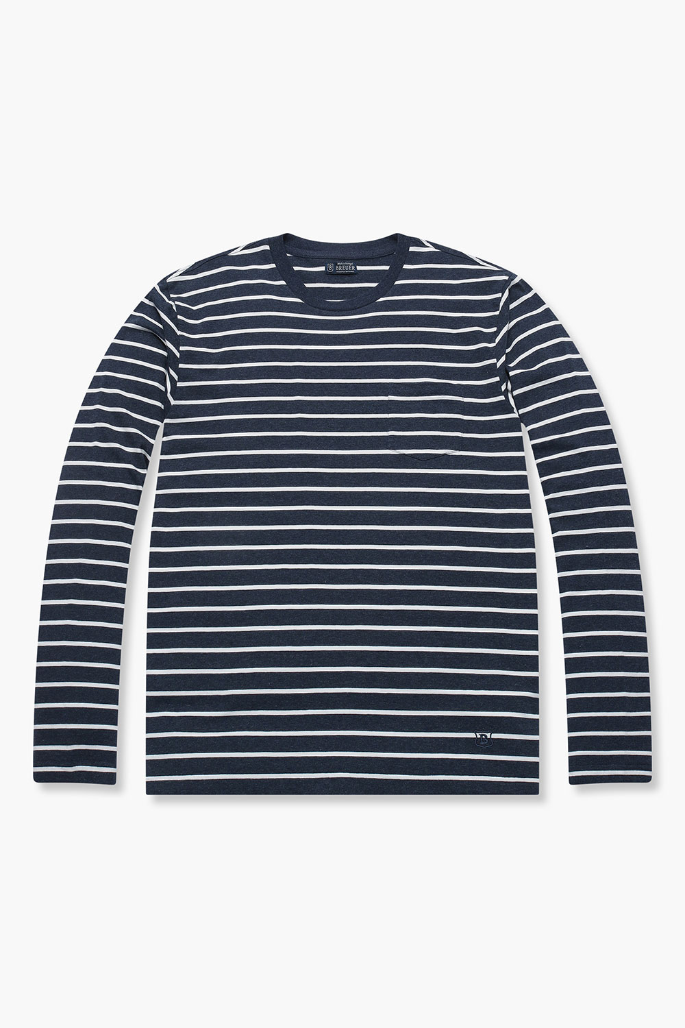 코튼 스트라이프 크루넥 103 다크네이비 긴소매 티셔츠
