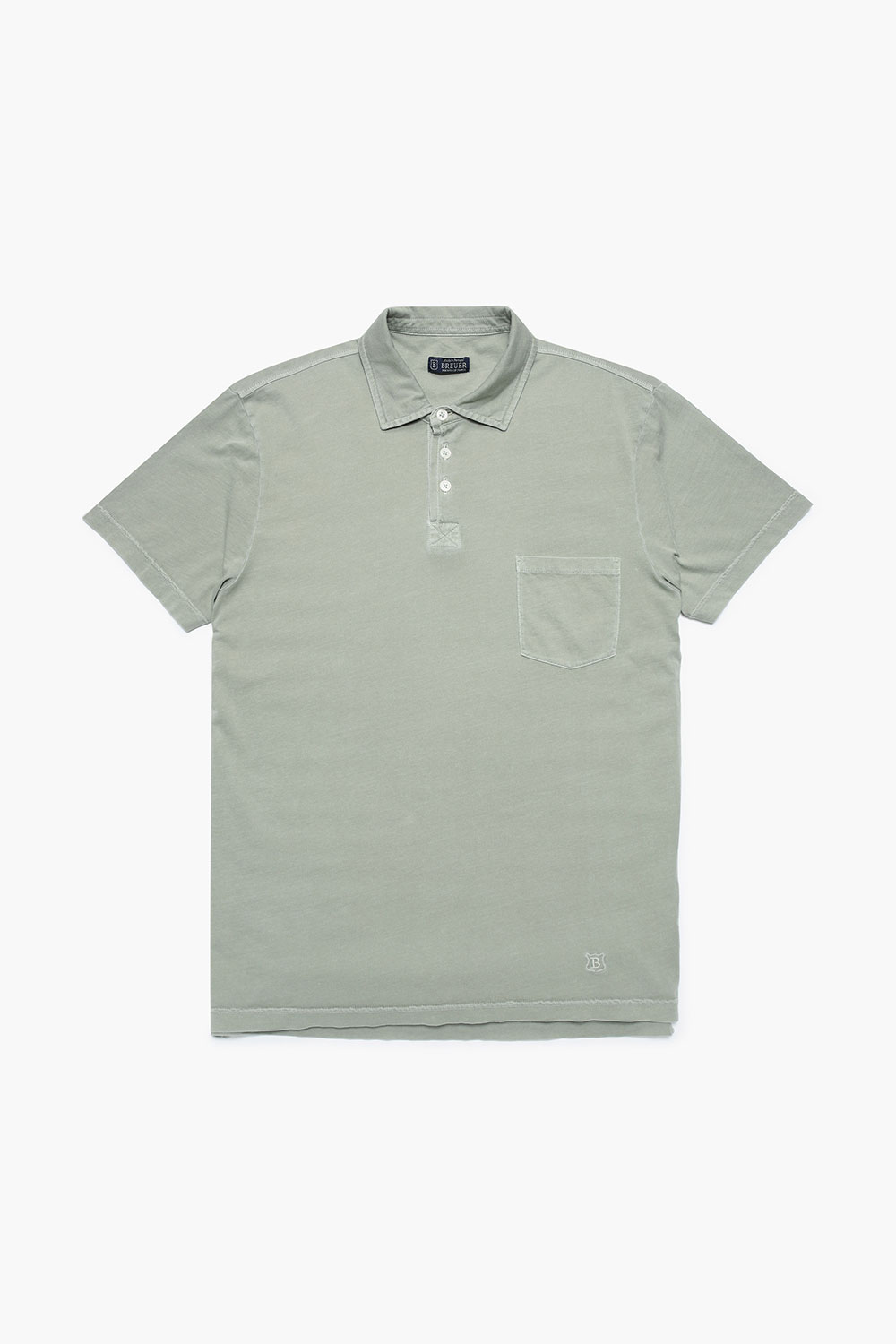 코튼 버튼 다운 포켓 501 라이트그린 반소매 티셔츠