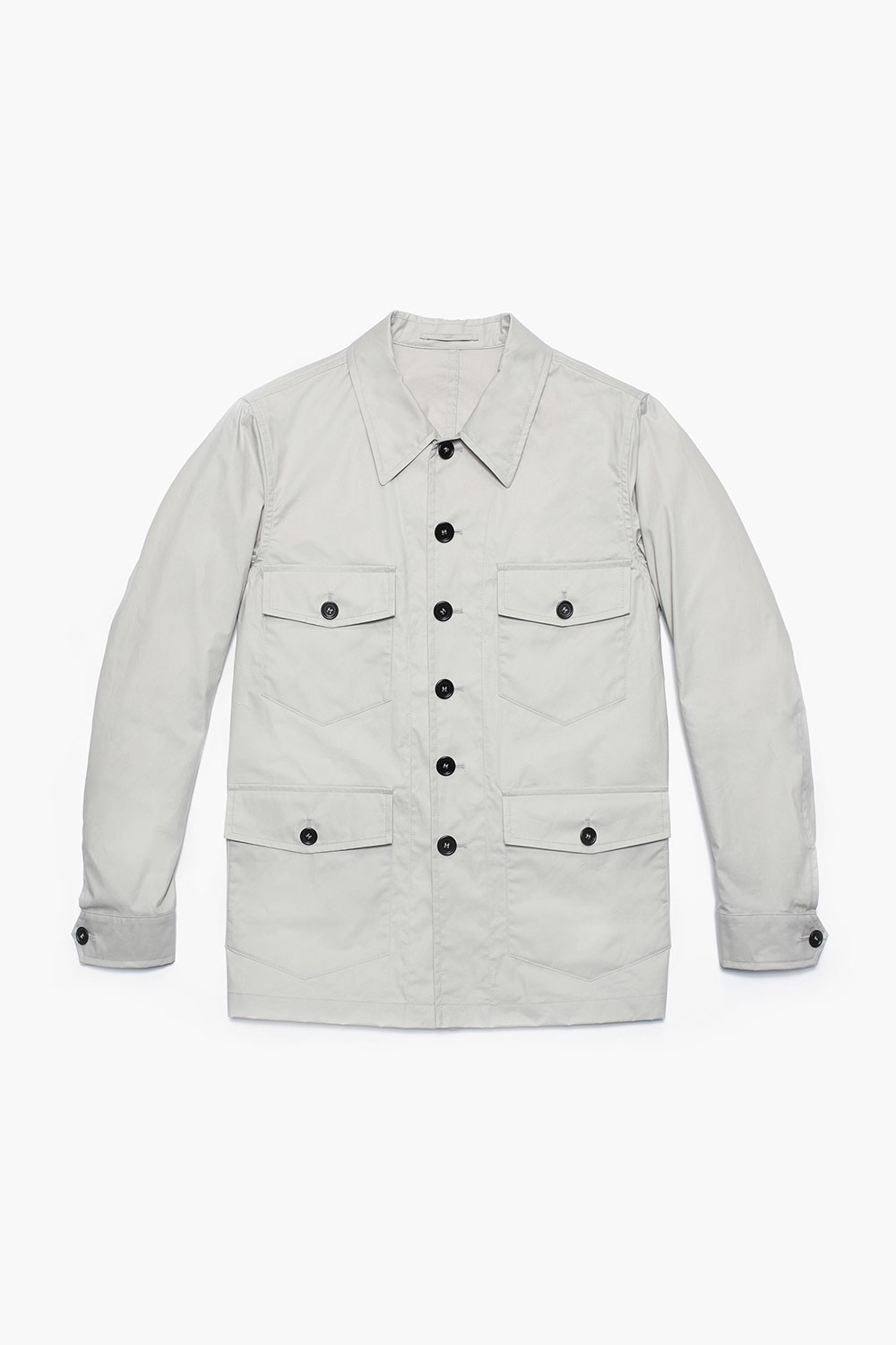왁스 코튼 빅버튼 포켓 805 화이트 하프 코트