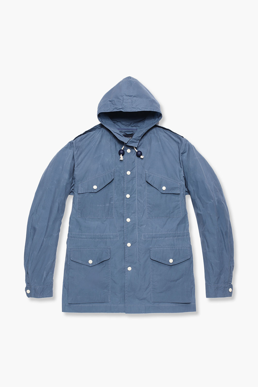 왁스 코튼 후드 804 블루 하프 코트